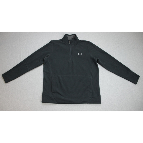 Under Armour Sweatshirt Mens Size L Black Fleece 1/4 Zip Mock Neck ColdGear - Picture 1 of 6